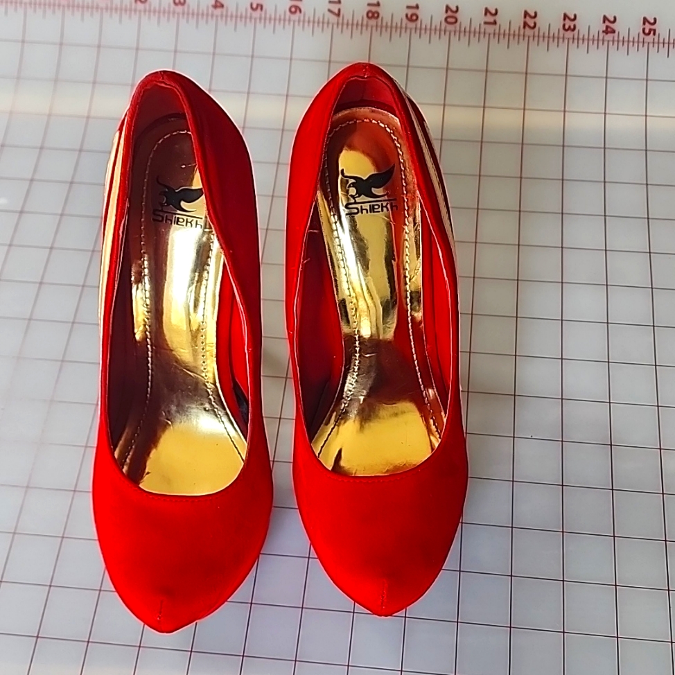 Sheikh Velvet Red Gold Heels Party Shoes Date Night ,Event Shoes